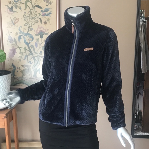 Columbia Fire Side II Sherpa Full Zip Fleece Woman’s XS Dark Navy Blue Jacket - Picture 2 of 14